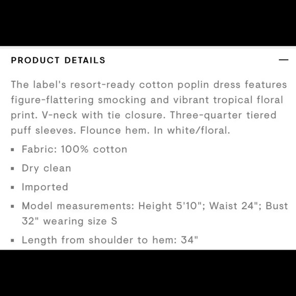 Rhode Anya Smocked Floral Dress White & Red Size Small - Picture 4 of 10